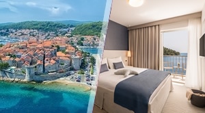 RUJAN NA KORČULI u Aminess Lume Hotelu 4*! 3 noćenja s POLUPANSIONOM za 2 osobe i dijete u Superior sobi na MORSKOJ strani. Uživajte u skrivenoj uvali uz bazen i plažu s ležaljkama!