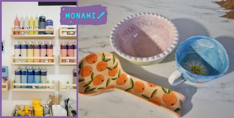 Iskustvo bojanja keramike - kreirate svoj jedinstveni komad uz kavu ili čaj za 2 osobe u trajanju 2 do 3 sata u centru grada u Monami ceramic cafeu